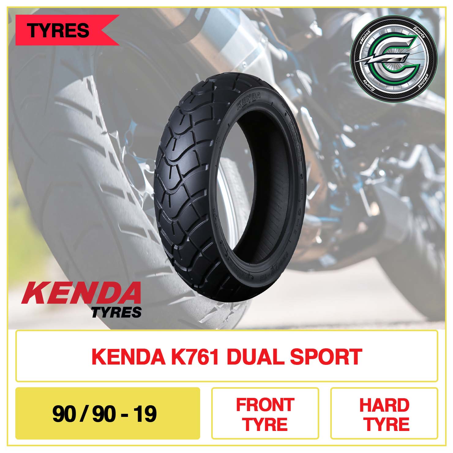 Kenda K761 Dual Sport 90/90-19 Front Tyre Hard Tyre | eMotoX Sports