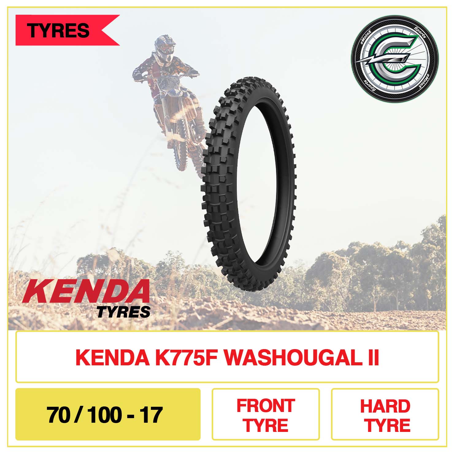 Kenda K775F Washougal II 70/100-17 Front Tyre Hard Tyre | eMotoX Sports