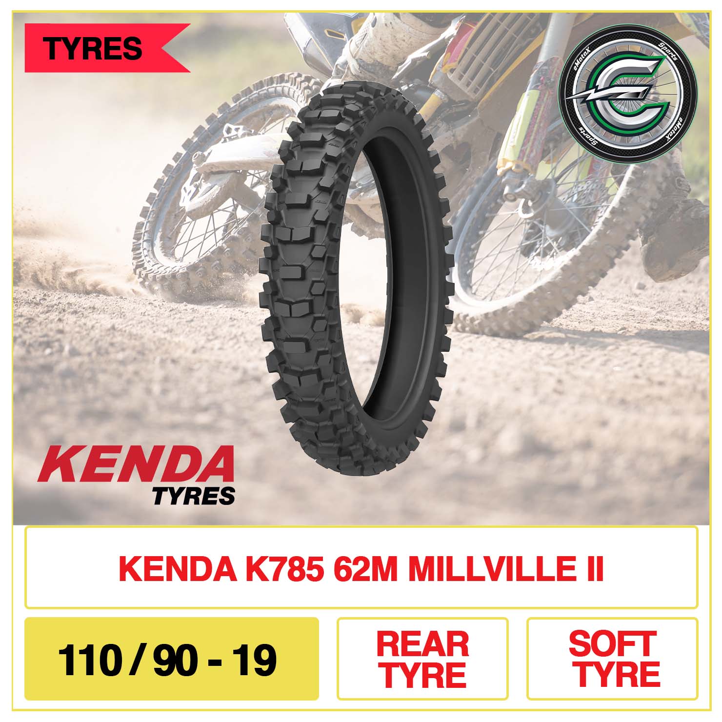 Kenda K785 62M Millville II 110/90-19 Rear Tyre Sofy Tyre | eMotoX Sports