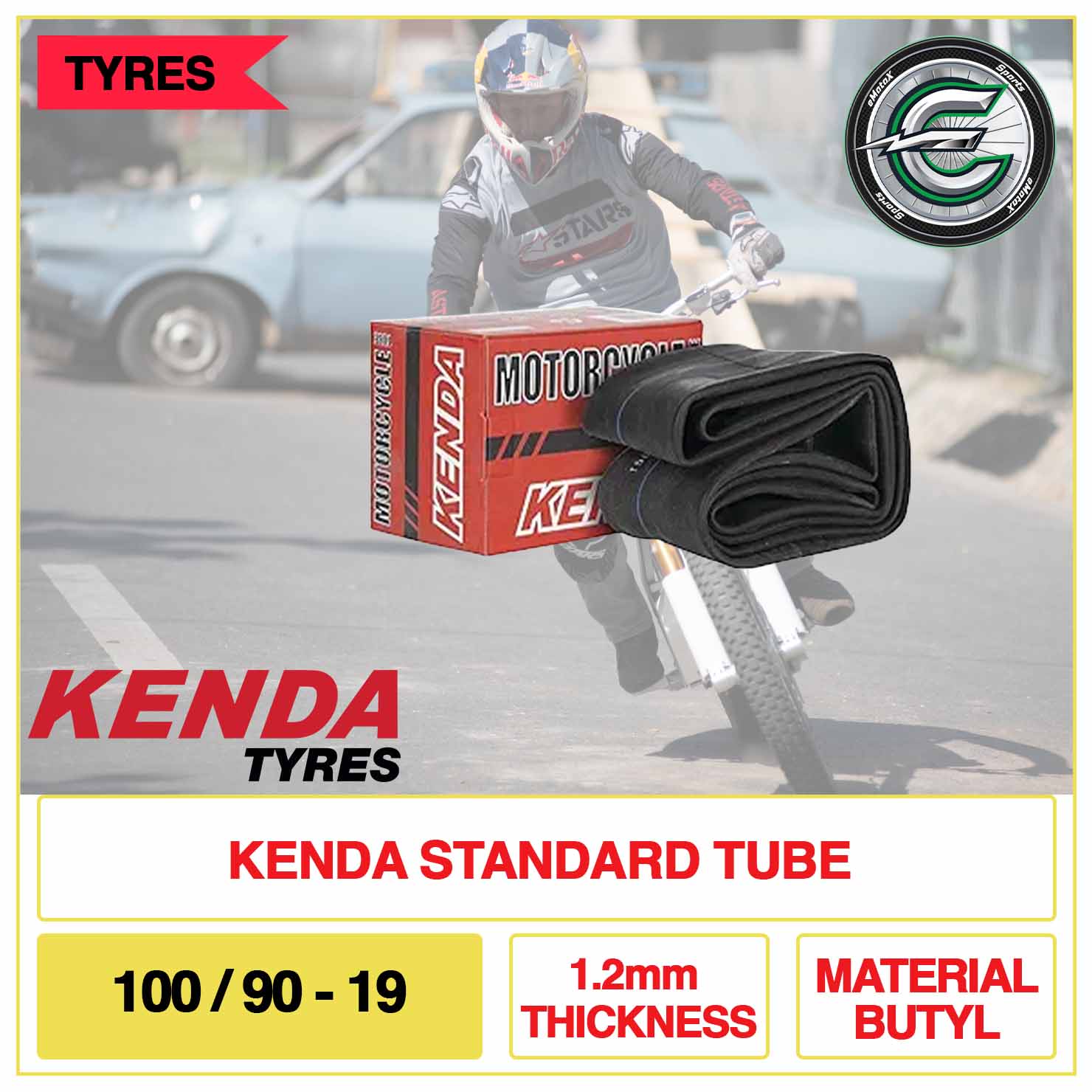 Kenda Standard Tube 100/90-19 1.2mm Thickness Material Butyl | eMotoX Sports