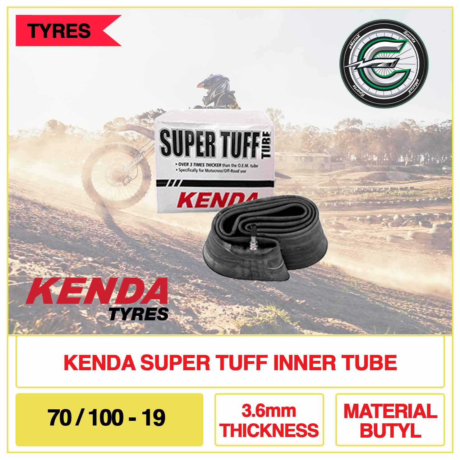 Kenda Super Tuff Inner Tube 70/100-19 3.6mm Thickness Material Butyl | eMotoX Sports