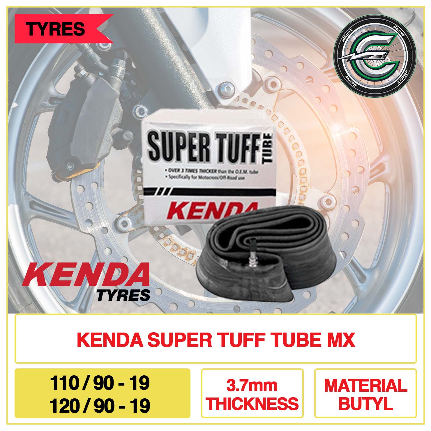 Kenda Super Tuff Tube MX 110/90-19 & 120/90-19 3.7mm Thickness Material | eMotoX Sport
