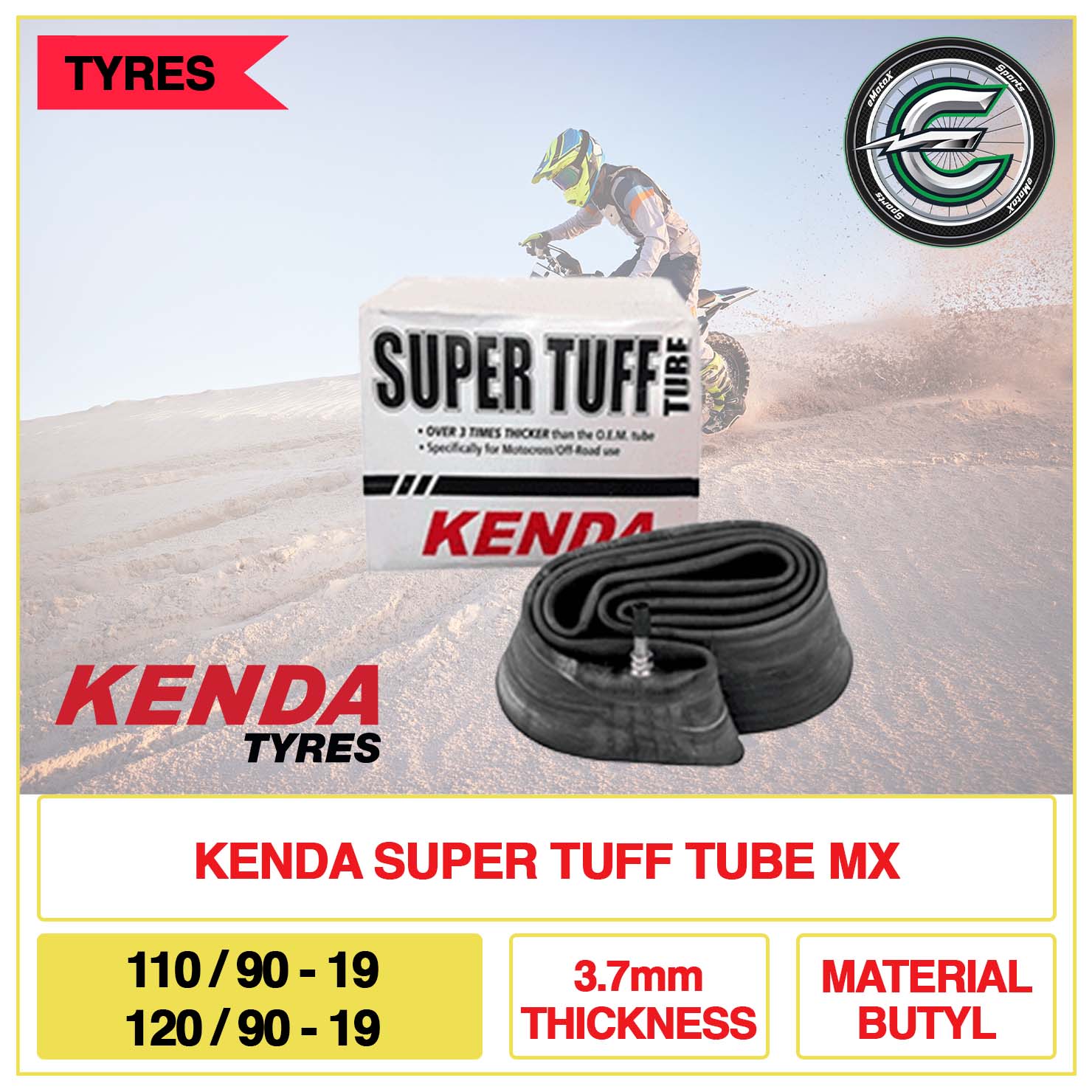 Kenda Super Tuff Tube MX 110/90-19 & 120/90-19 3.7mm Thickness Material | eMotoX Sport