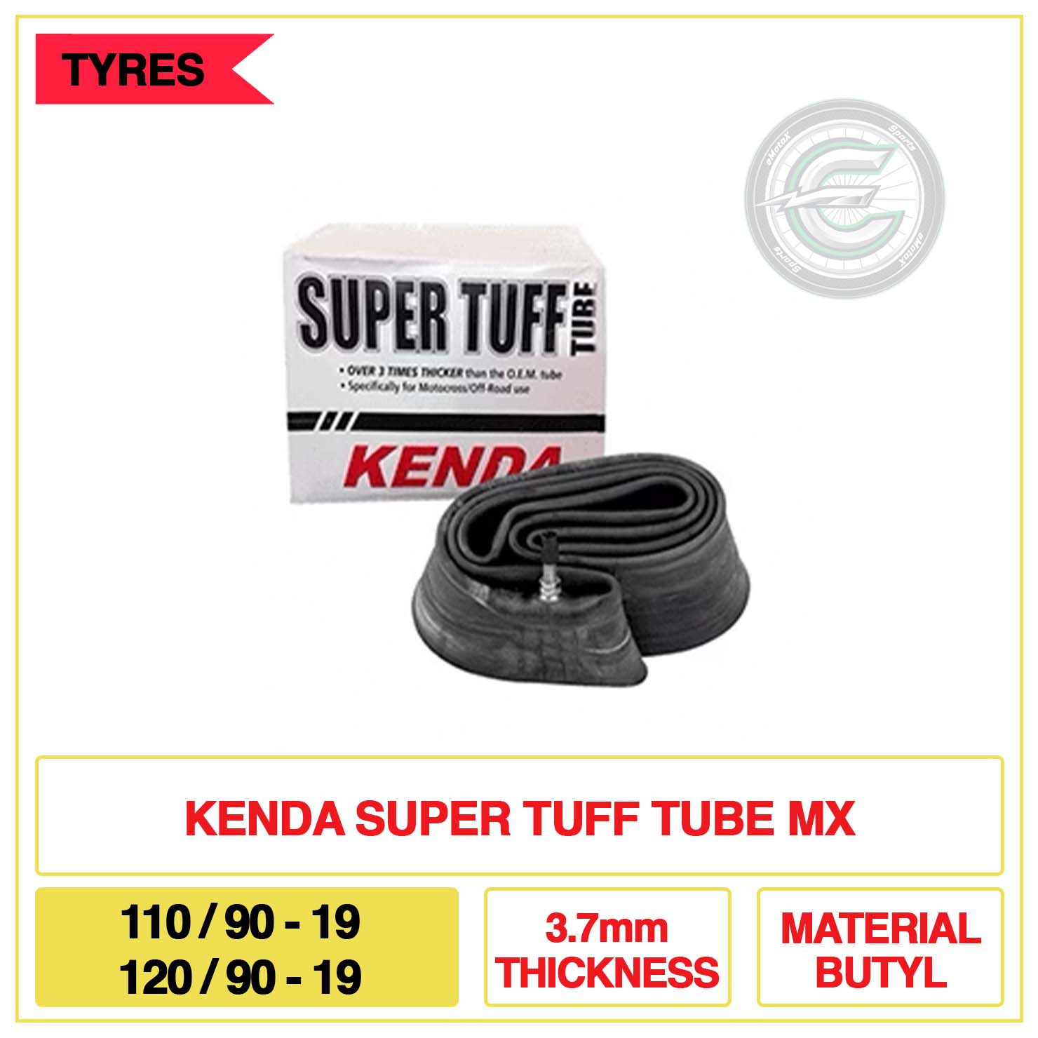 Kenda Super Tuff Tube MX 110/90-19 & 120/90-19 3.7mm Thickness Material Butyl | eMotoX Sports