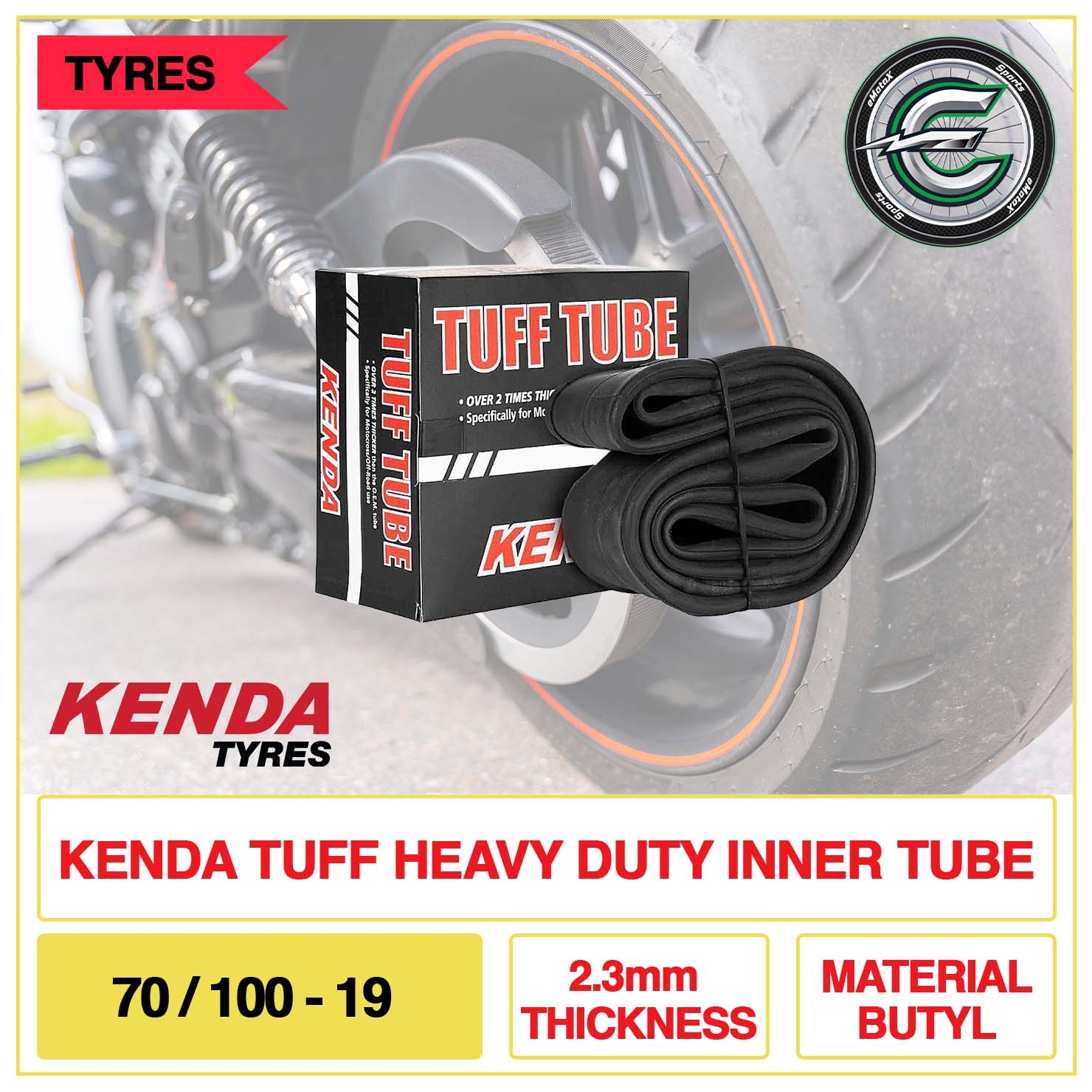 Kenda Tuff Heavy Duty Inner Tube 70/100-19 2.3mm Thickness Material Butyl | eMotoX Sports