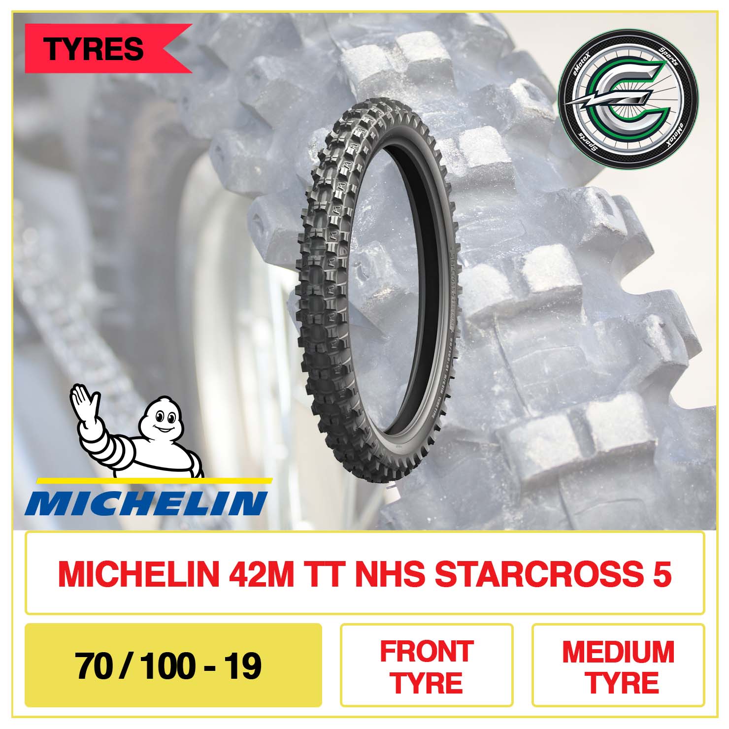 Michelin 42M TT NHS Starcross 5 70/100-19 Front Tyre Medium Tyre | eMotoX Sports