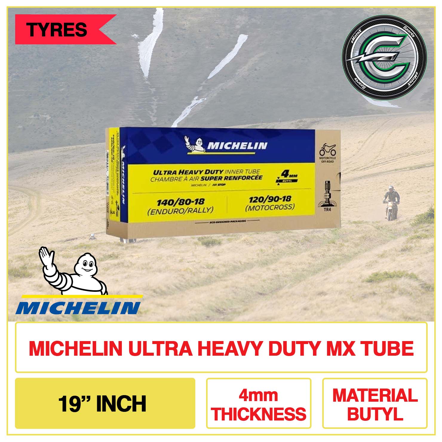 Michelin Ultra Heavy Duty MX Tube 19" Inch 4mm Thickness Material Butyl | eMotoX Sports