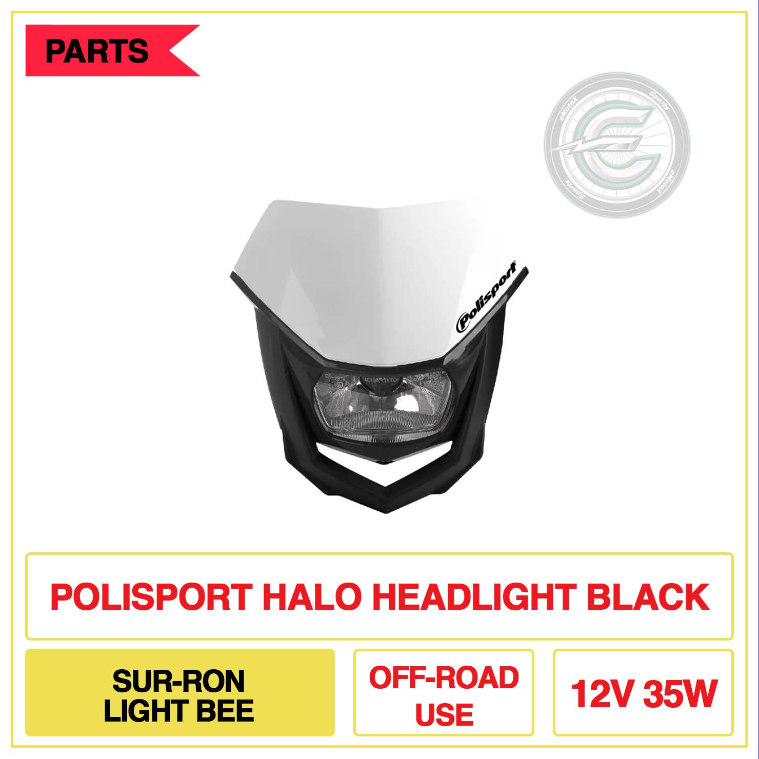 Polisport Halo Headlight Sur-Ron Light Bee Off-Road 12V 35W Black | eMotoX Sports
