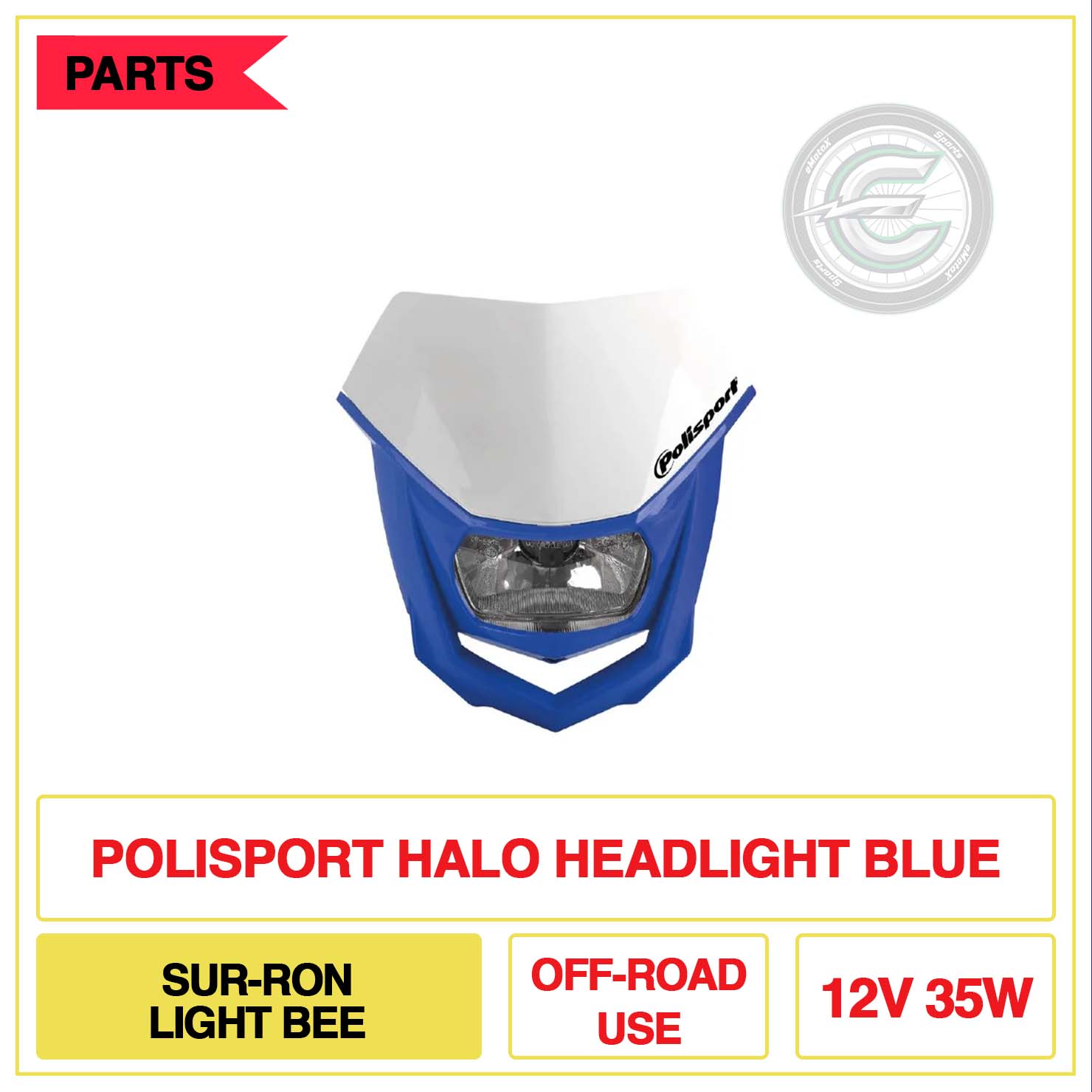 Polisport Halo Headlight Sur-Ron Light Bee Off-Road 12V 35W Blue | eMotoX Sports
