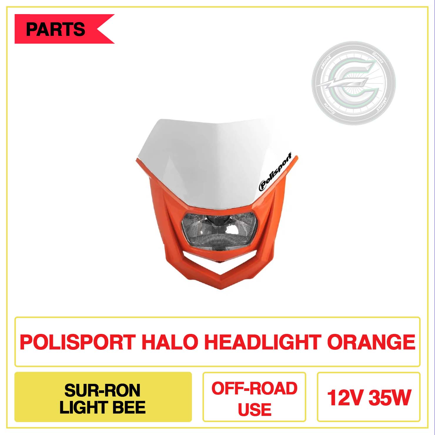 Polisport Halo Headlight Sur-Ron Light Bee Off-Road 12V 35W Orange | eMotoX Sports