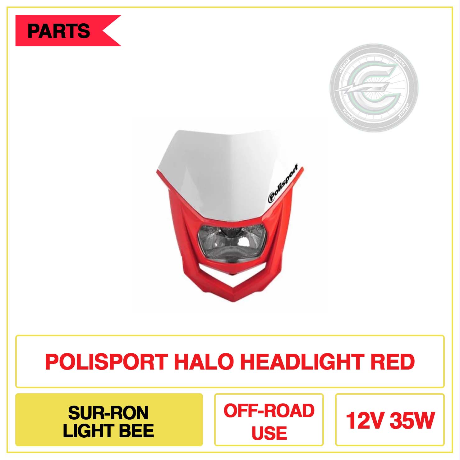 Polisport Halo Headlight Sur-Ron Light Bee Off-Road 12V 35W Red | eMotoX Sports