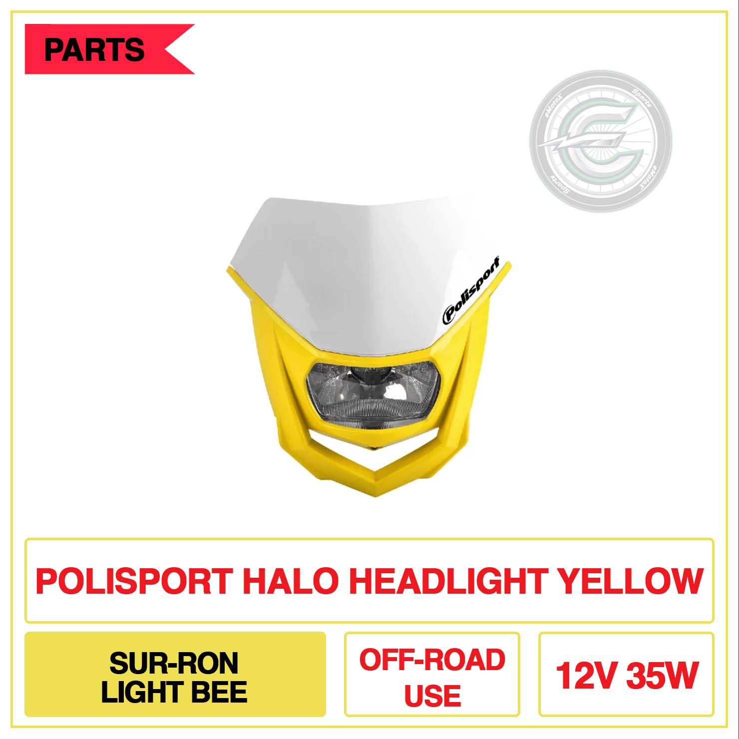 Polisport Halo Headlight Sur-Ron Light Bee Off-Road 12V 35W Yellow | eMotoX Sports