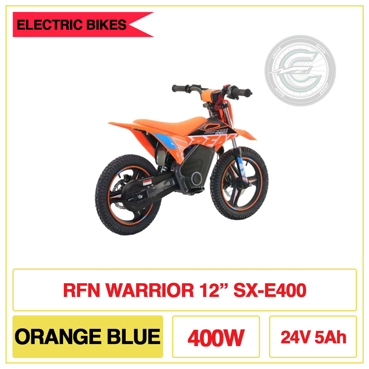 RFN Warrior 12"SX-E400 Orange Blue 400W 24V 5Ah | eMootX Sports