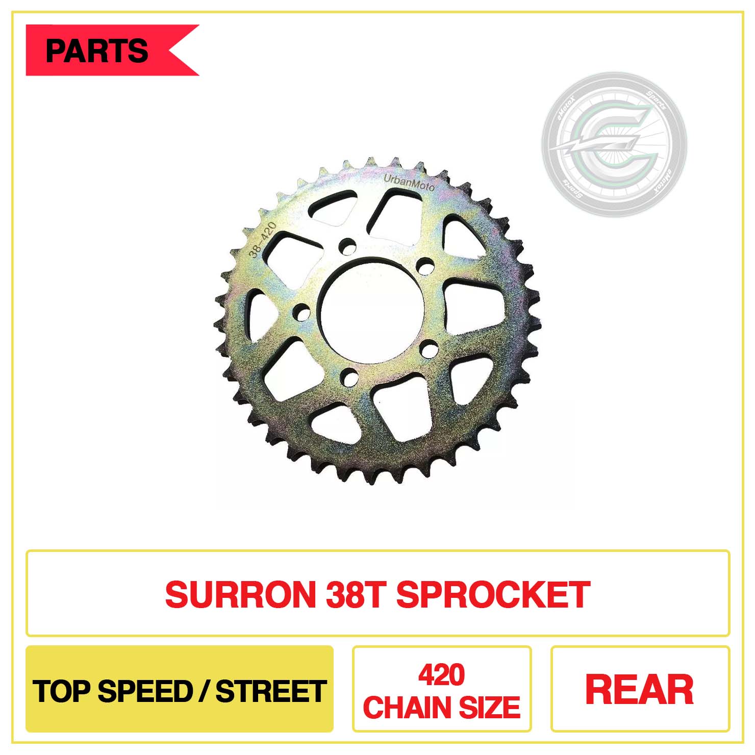 Surron Rear 3T Sprocket 420 Chain Size Top Speed/Street | eMotoX Sports