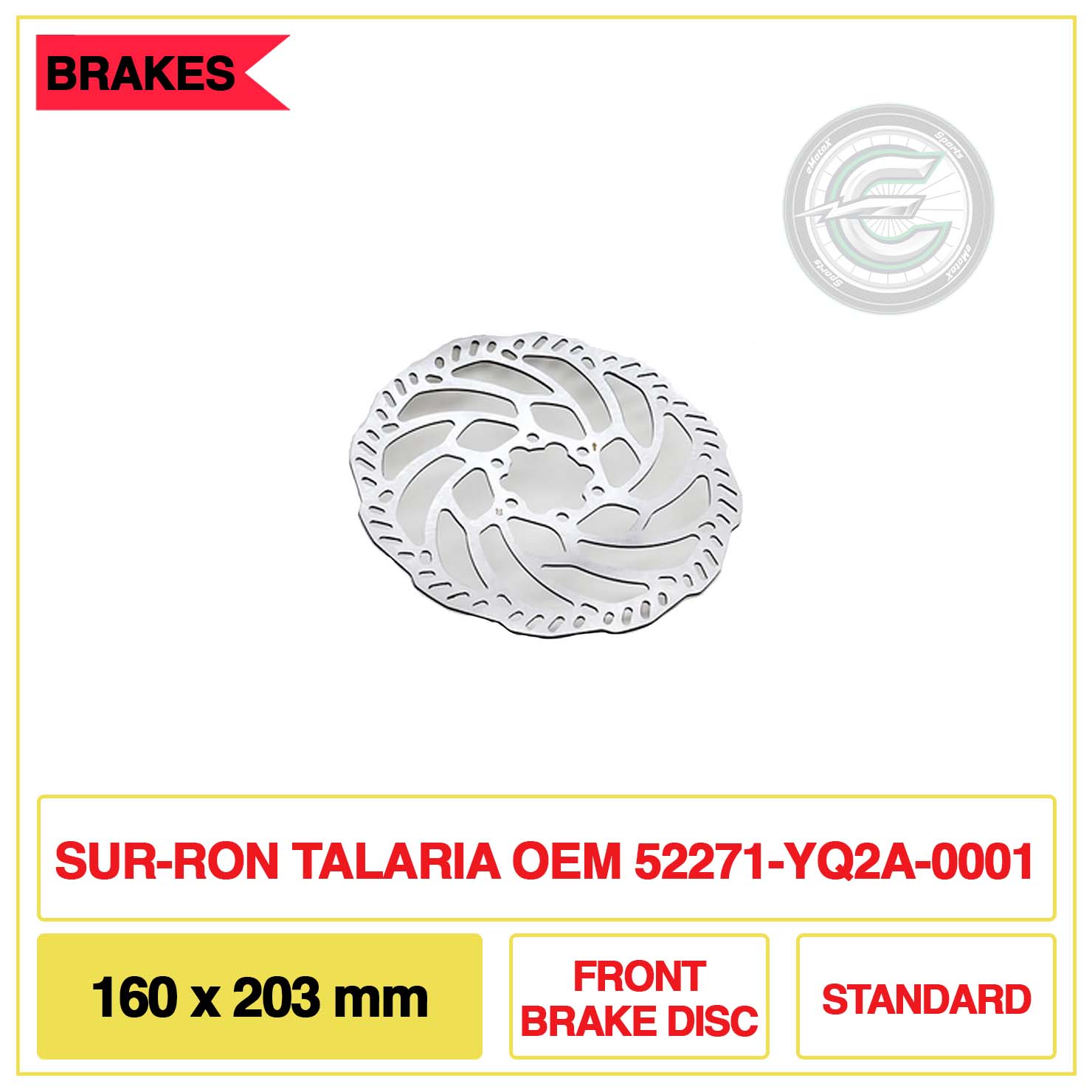 Sur-Ron Talaria OEM 52271-YQ2A-0001 160X203mm Front Bake Disc Standard | eMotoX Sports