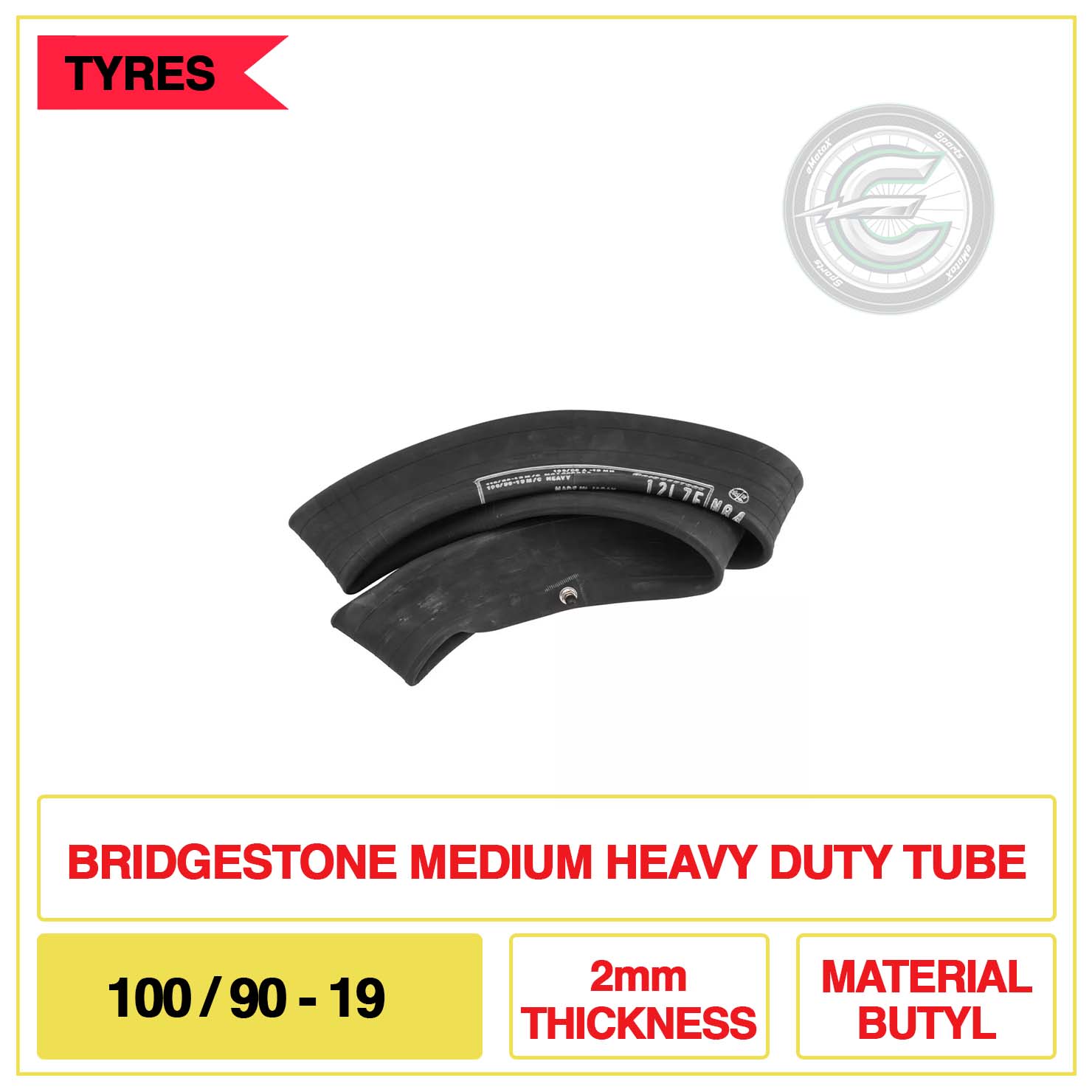 Bridgestone Medium Heavy Duty Tube 100/90-19 2mm Thickness Material Butyl | eMotoX Sports