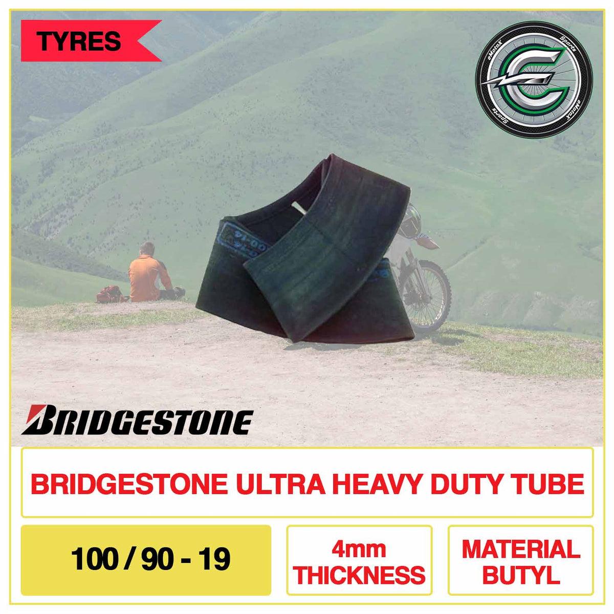 Bridgestone Ultra Heavy Duty Tube 100/90-19 4mm Thickness Material Butyl | eMotoX Sports