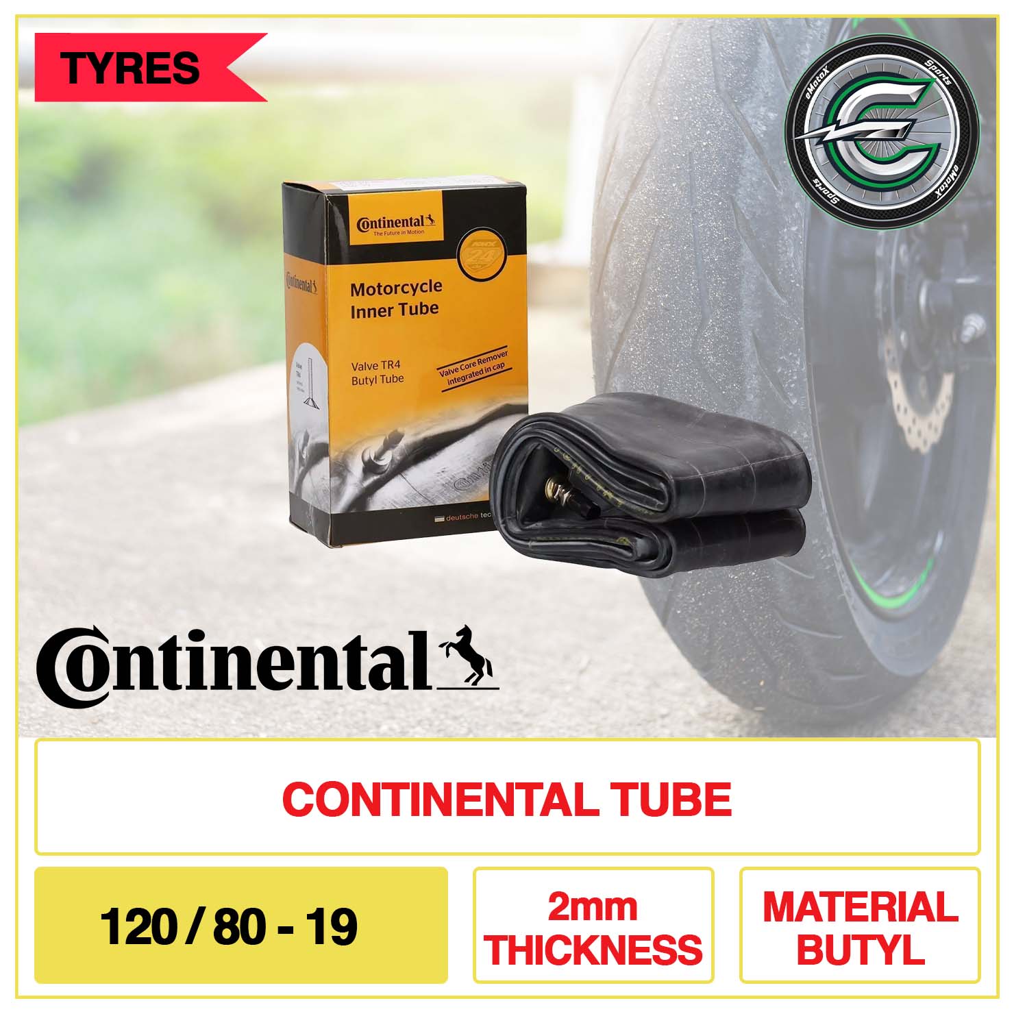 Continental Tube 120/80/19 2mm Thickness Material Butyl | eMotoX Sports