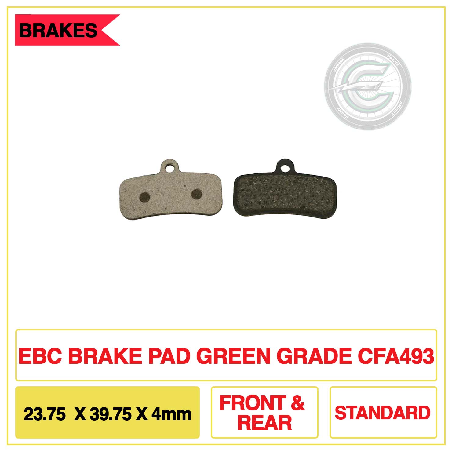 EBC Brake Pad Green Grade CFA493 23.75X39.75X4mm Front & Rear Standard | eMotoX Sports