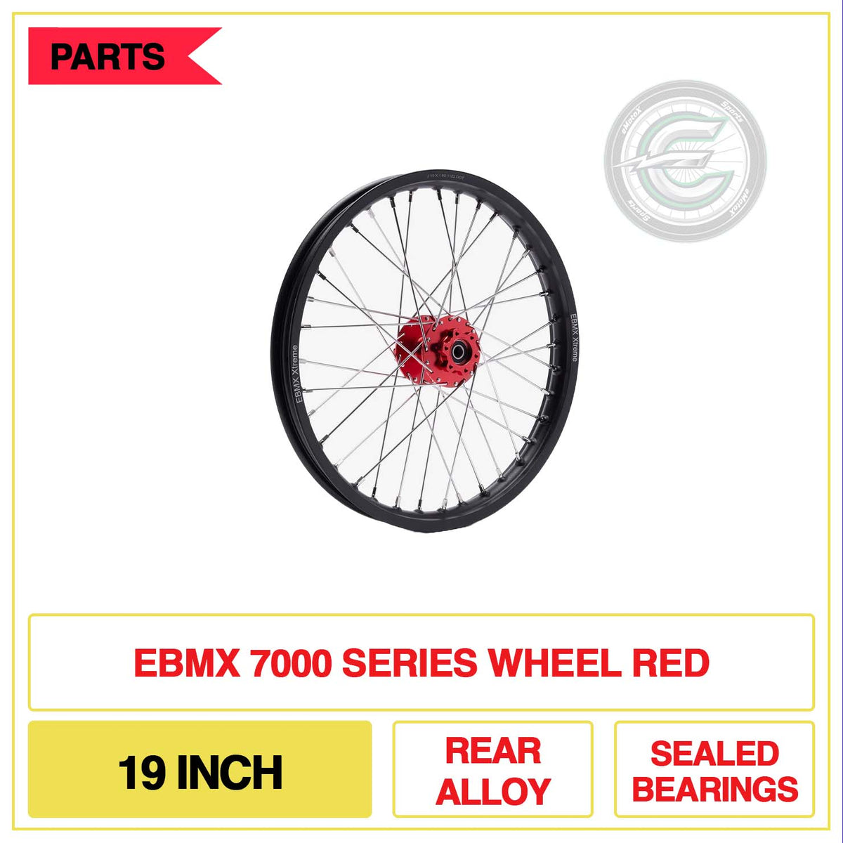 EBMX 7000 Series Wheel 19 Inch Rear Alloy Sealed Bearings Red | eMotoX Sports