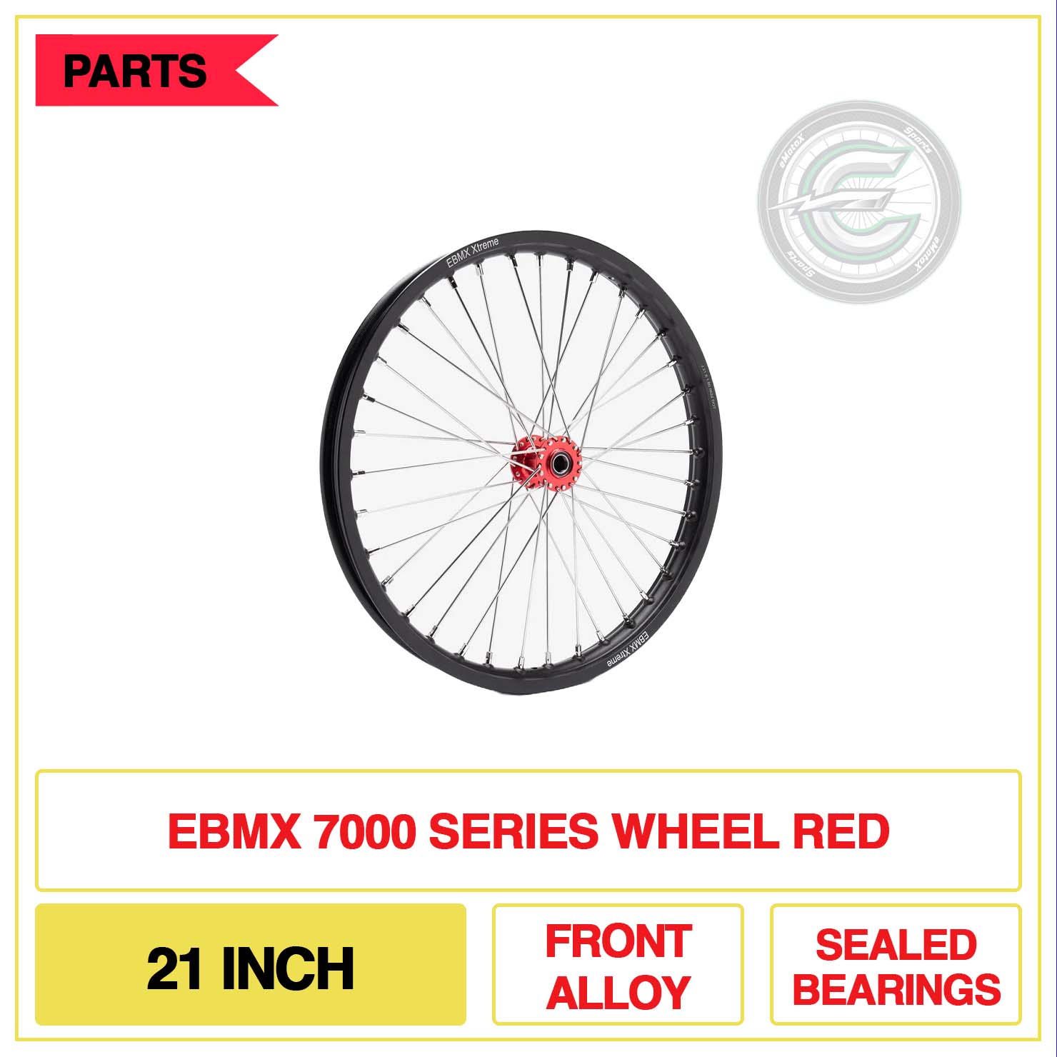 EBMX 7000 Series Wheel Red 21 Inch Front Ally Sealed Bearing | eMotoX Sports