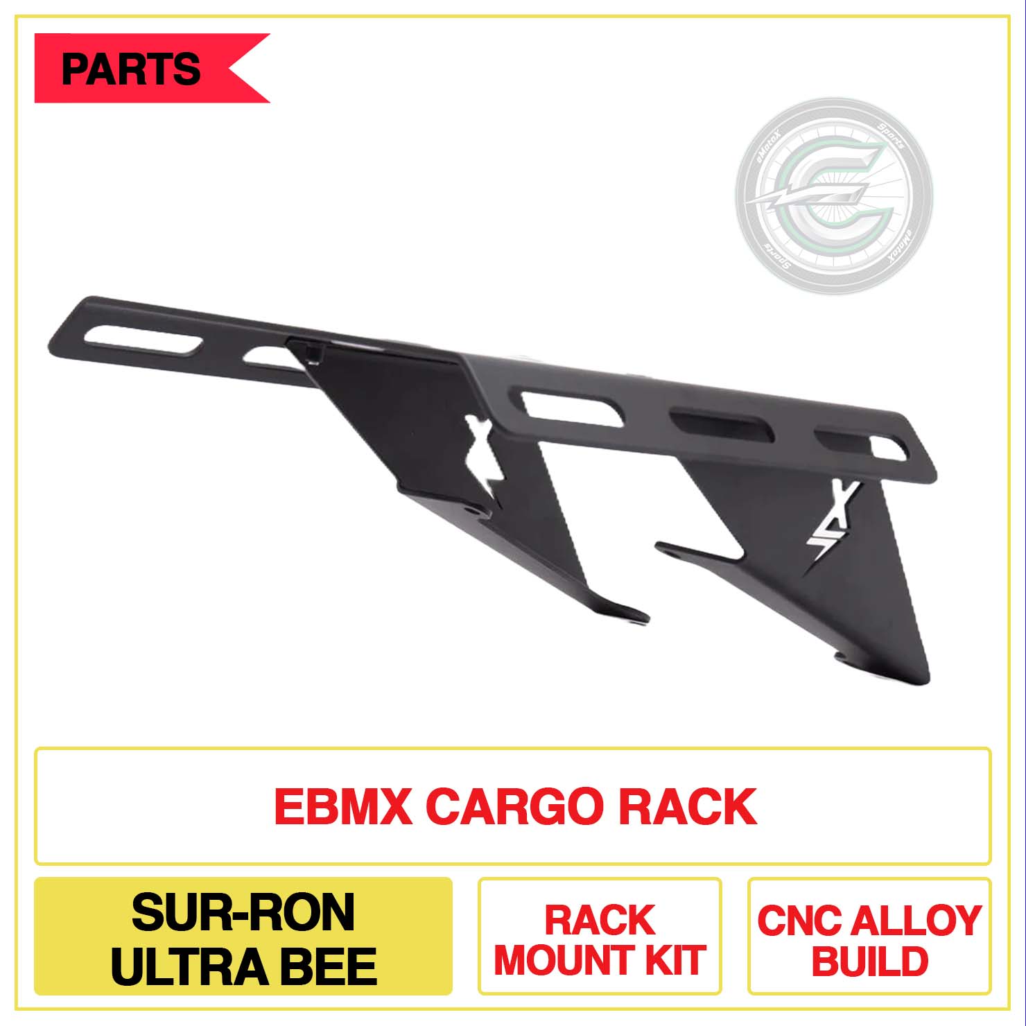 EBMX Cargo Rack Sur-Ron Ultra Bee Rack Mount Kit CNC Alloy Build | eMotoX Sports