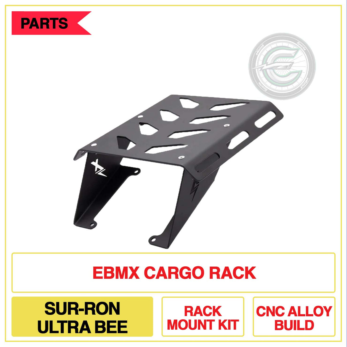 EBMX Cargo Rack Sur-Ron Ultra Bee Rack Mount Kit CNC Alloy Build | eMotoX Sports