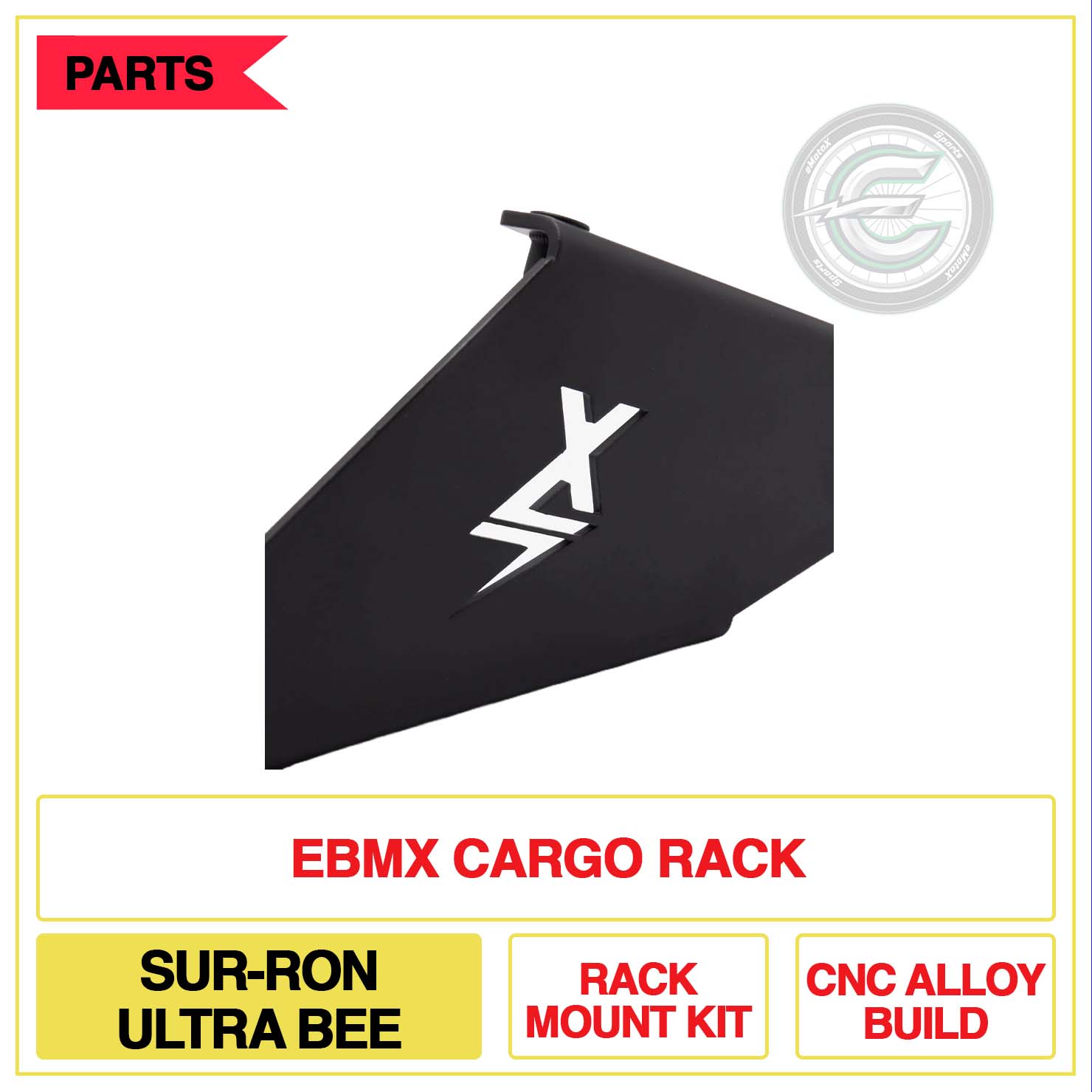 EBMX Cargo Rack Sur-Ron Ultra Bee Rack Mount Kit CNC Alloy Build | eMotoX Sports