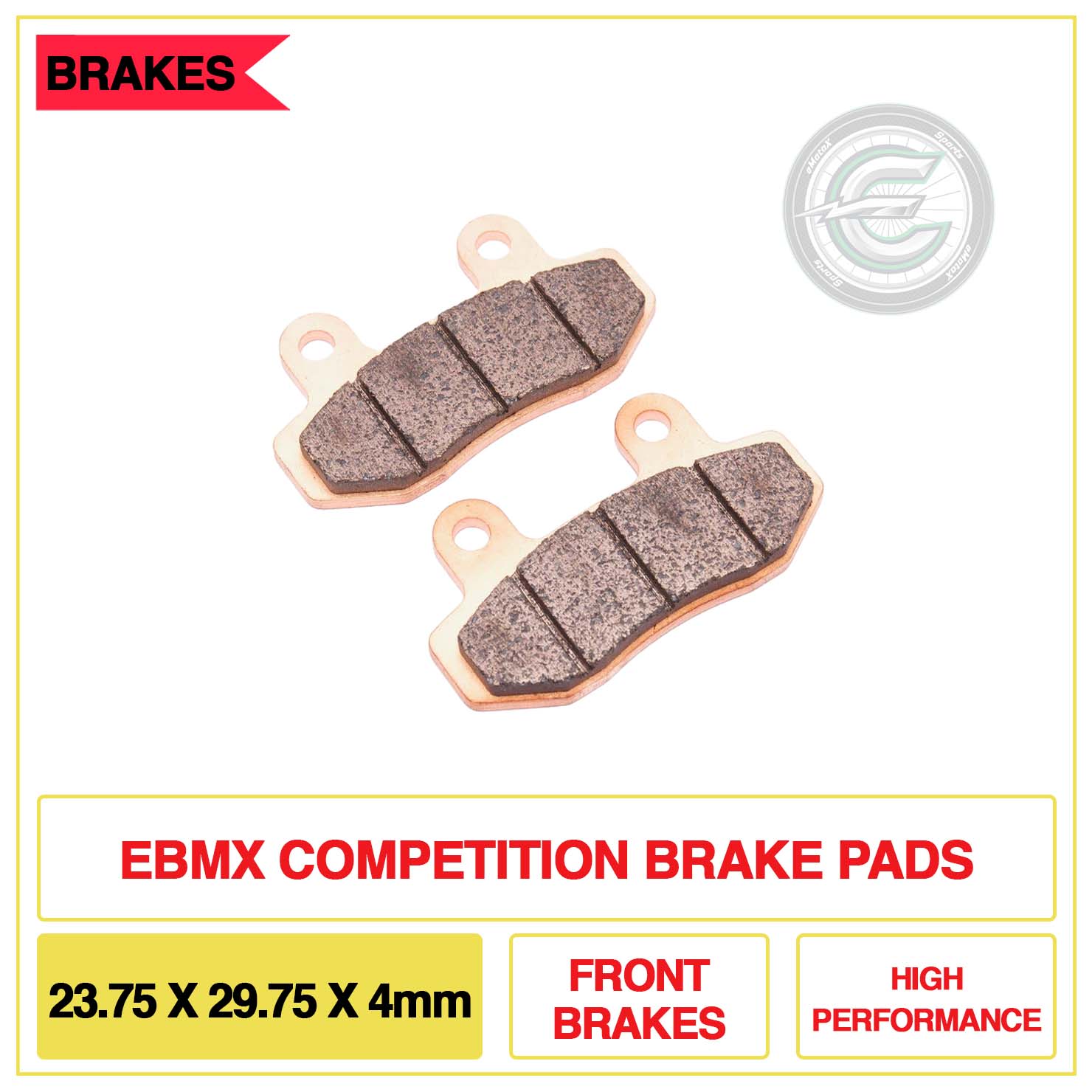 EBMX Competition Brake PAds 23.75X29.75X4mm Front Brake High Performance | eMotoX Sports