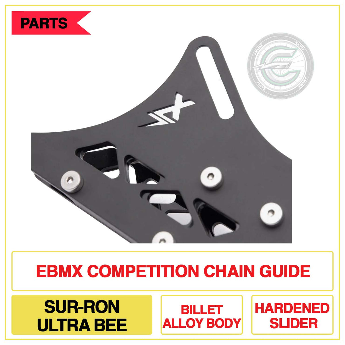 EBMX Competition Chain Guide Sur-Ron Ultra Bee Billet Alloy Body Hardened Slider   | eMotoX Sports