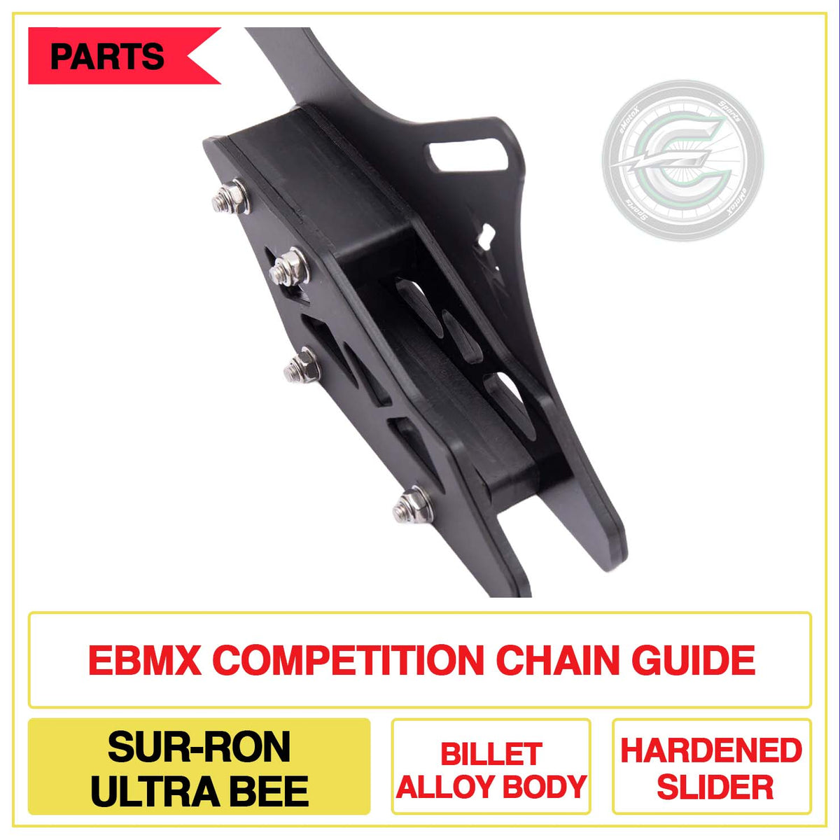 EBMX Competition Chain Guide Sur-Ron Ultra Bee Billet Alloy Body Hardened Slider   | eMotoX Sports