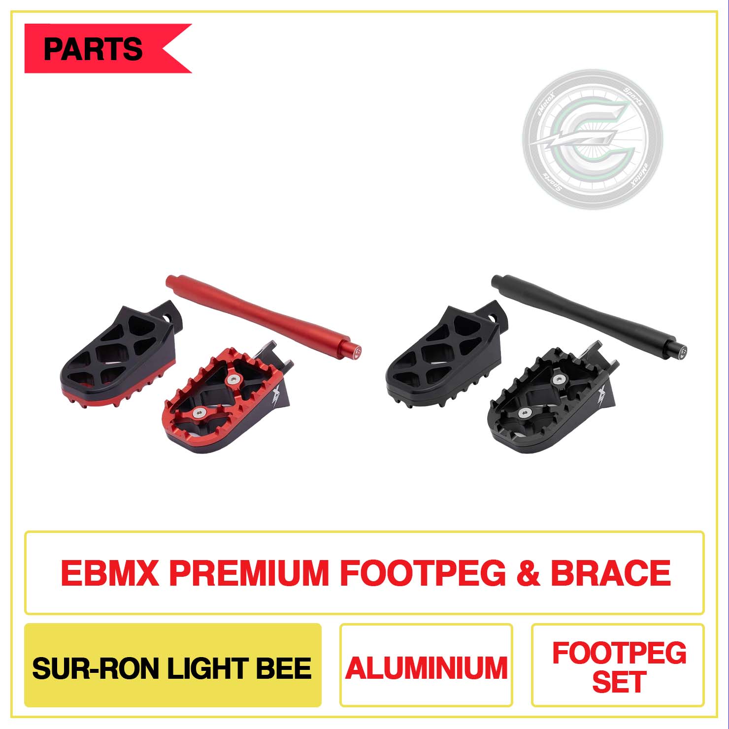 EBMX Premium Footpeg & Brace Sur-Ron Light Bee Aluminium Footpeg Set | eMotoX Sports