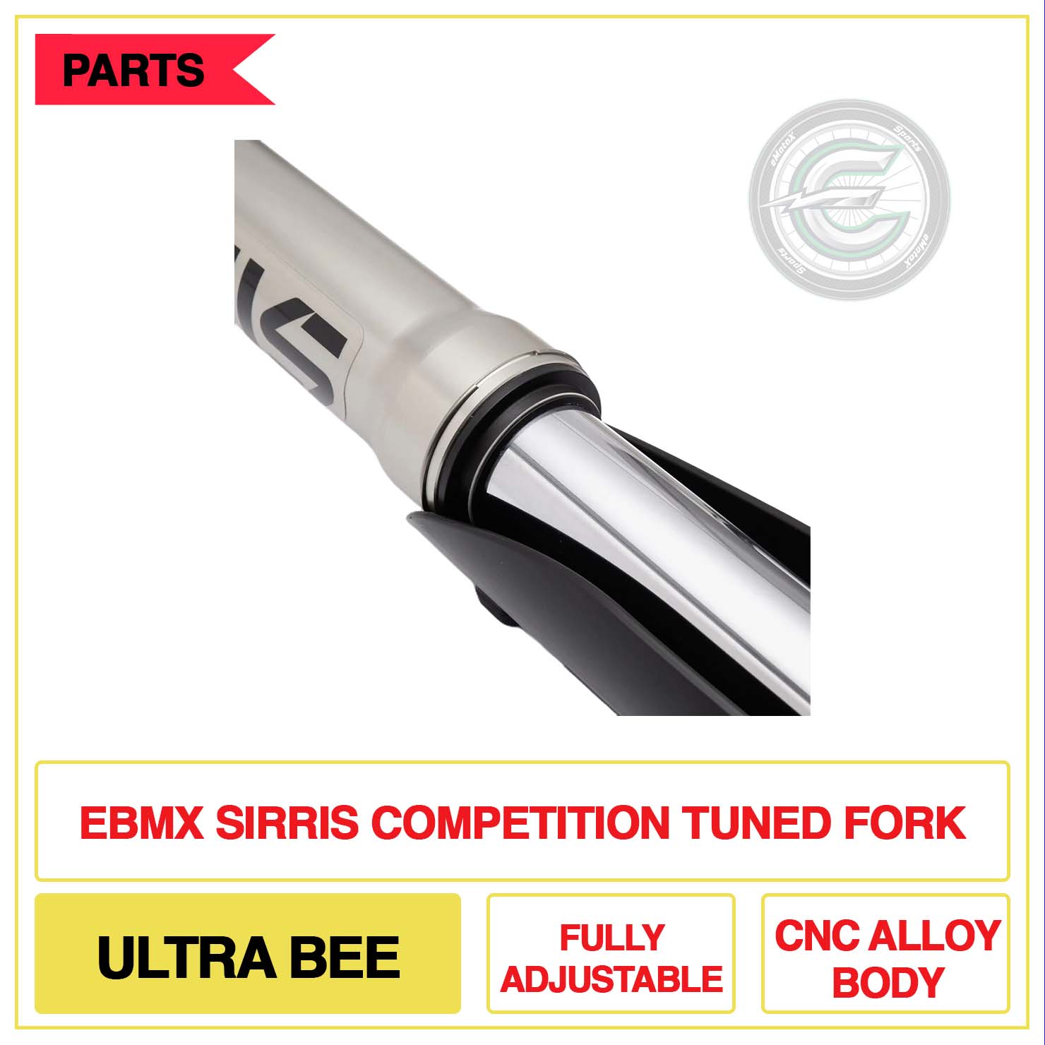 EBMX Sirris Competition Tuned Forks Ultra Bee Fully Adjustable CNC Alloy Body | eMotoX Sports