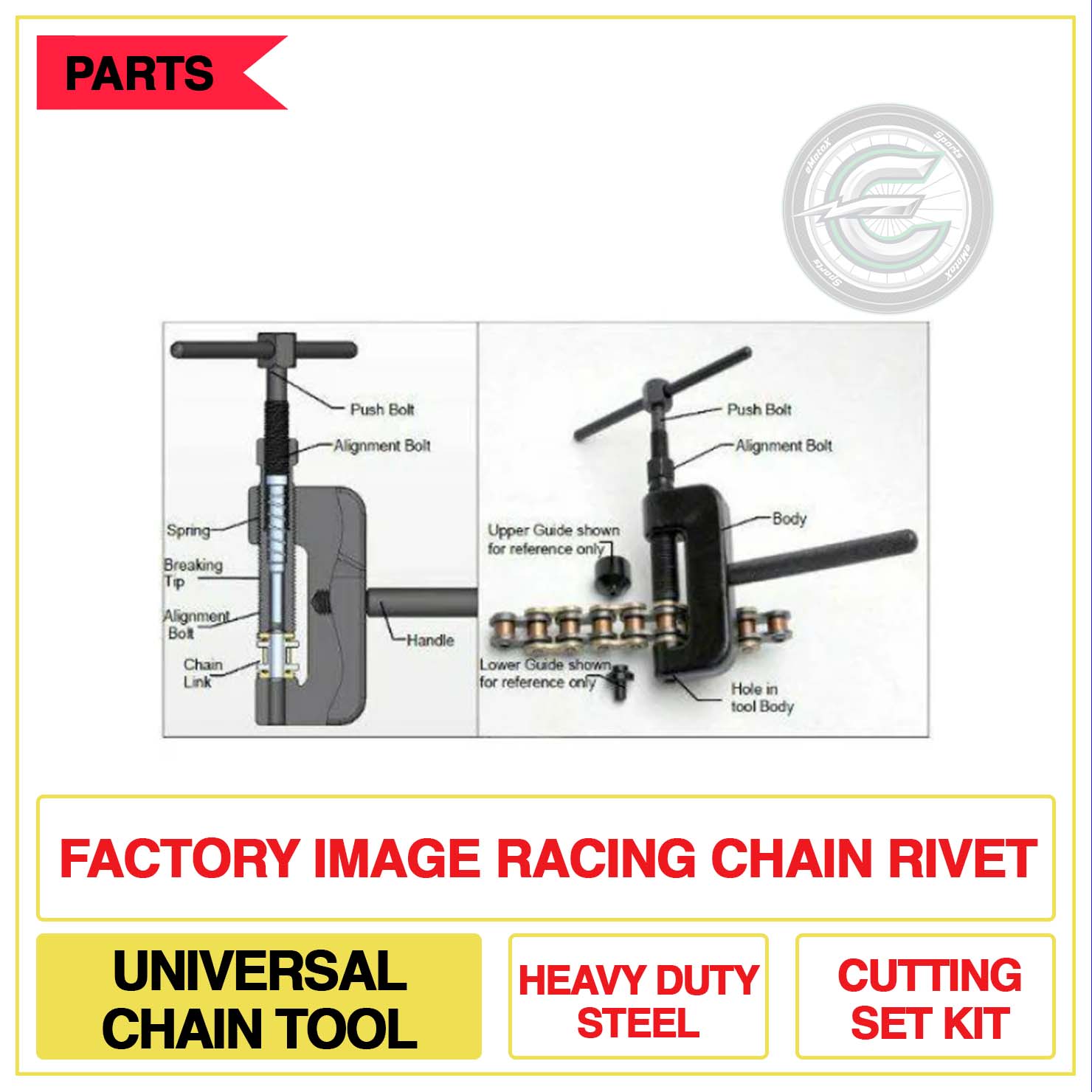 Factory Image Racing Chain Rivet Universal Chain Tool Heavy Duty Steel Cutting Set Kit | eMotoX Sports