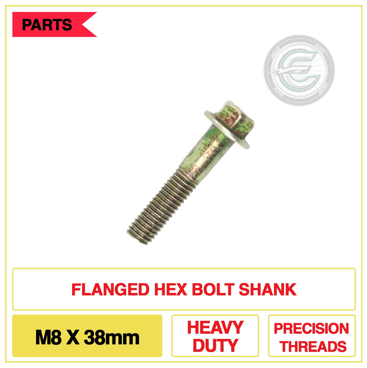Flanged Hex Bolt Shank M8 X 38mm Heavy Duty Precision Threads | eMotoX Sports