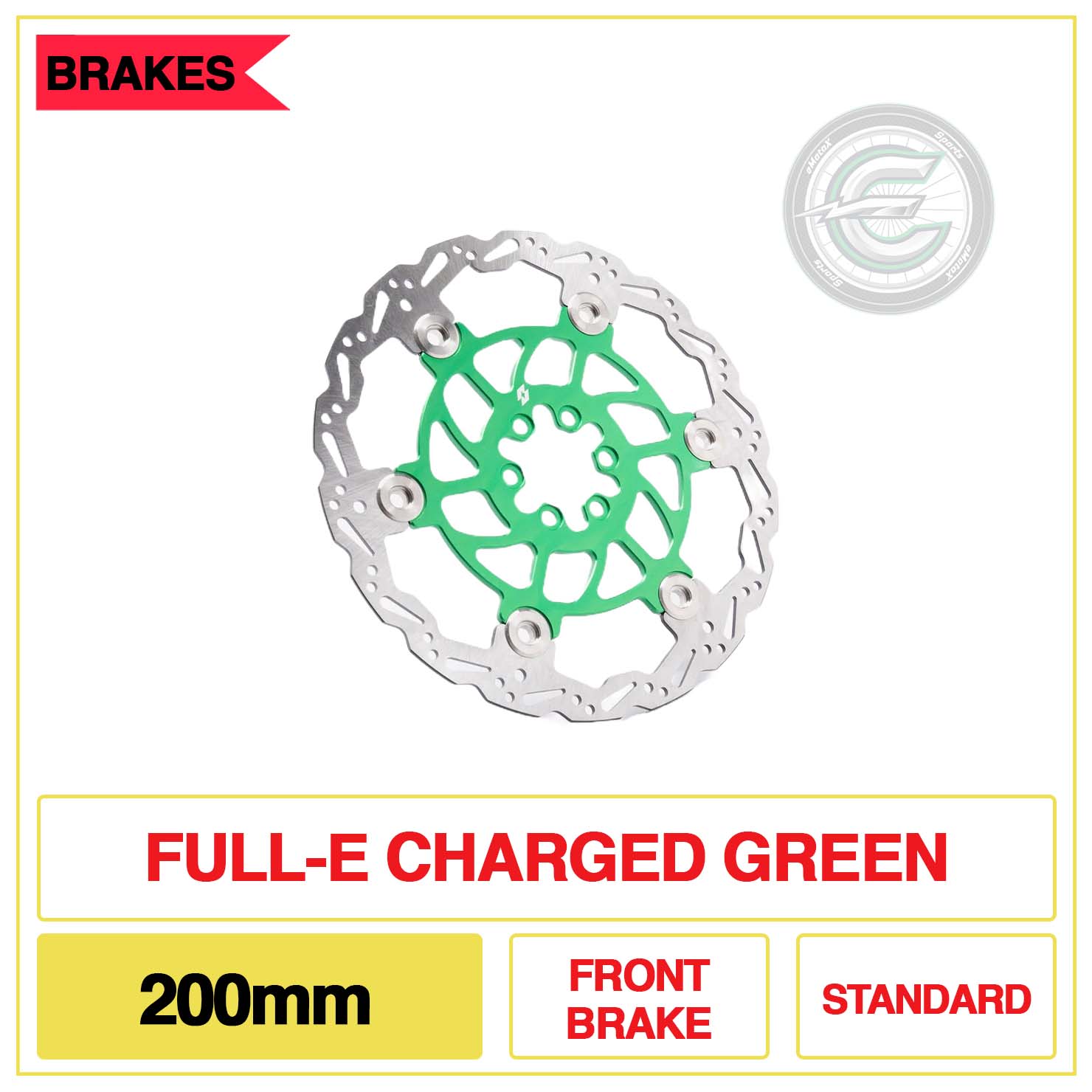 Full-E Charged 200m Front Brake Standard Green | eMotoX Sports