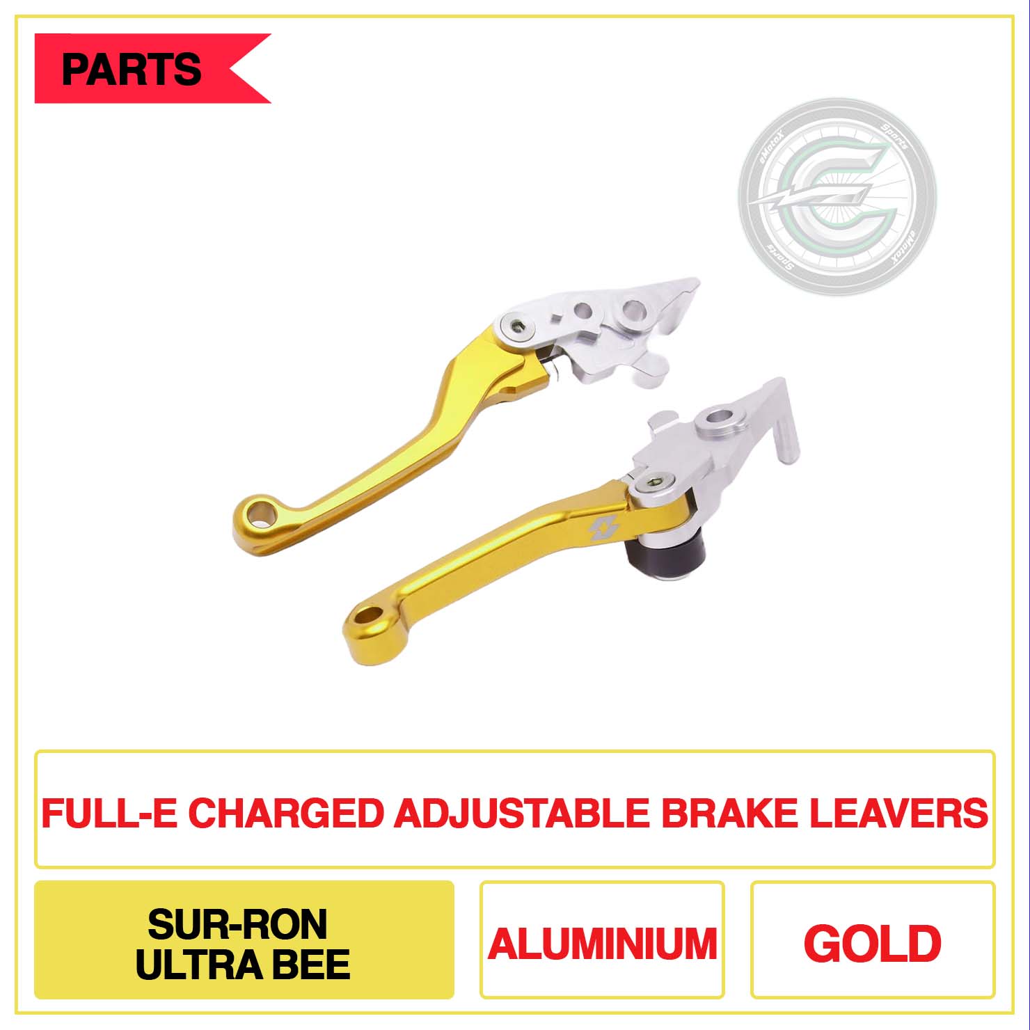 Full-E Charged Adjustable Brake Leavers Sur-Ron Ultra Bee Gold | eMotoX Sports