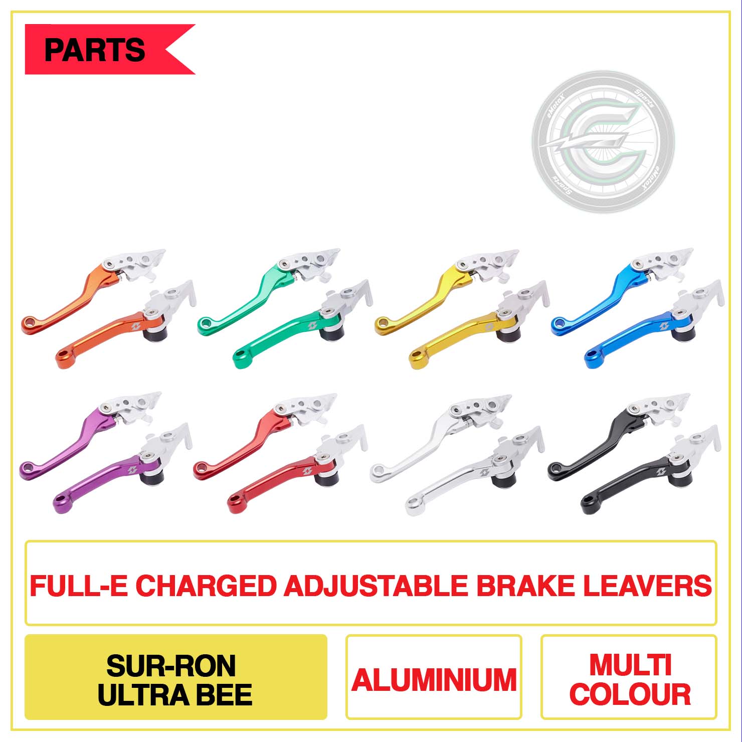 Full-E Charged Adjustable Brake Leavers Sur-Ron Ultra Bee Multi Colour| eMotoX Sports