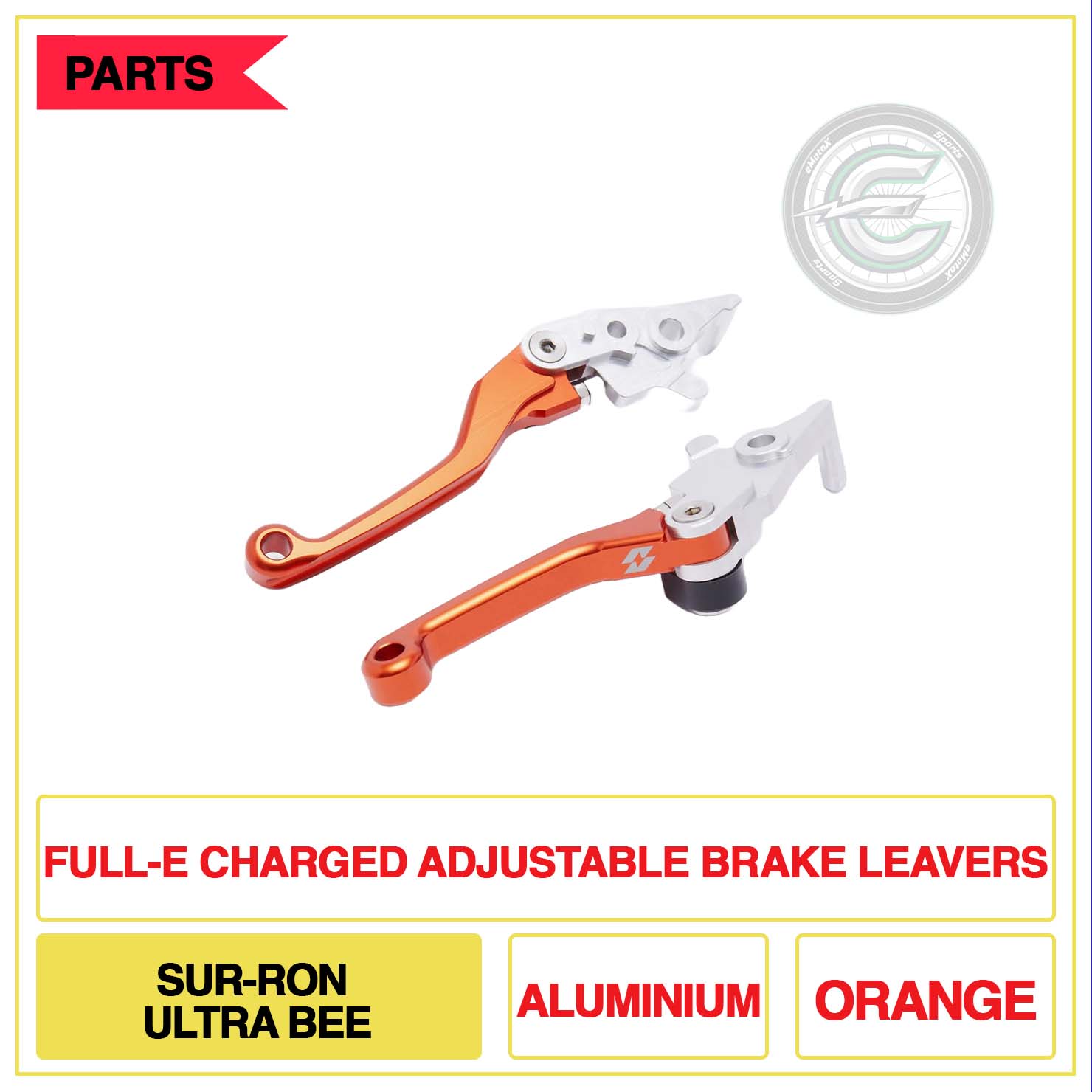 Full-E Charged Adjustable Brake Leavers Sur-Ron Ultra Bee Orange | eMotoX Sports