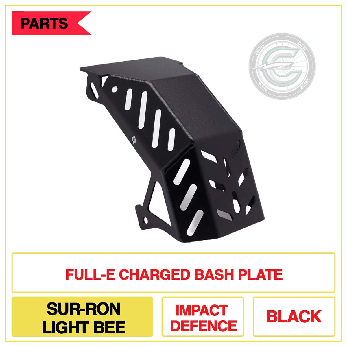 Full-E Charged Bash Plate Sur-Ron Light Bee Impact Defence Black | eMotoX Sports