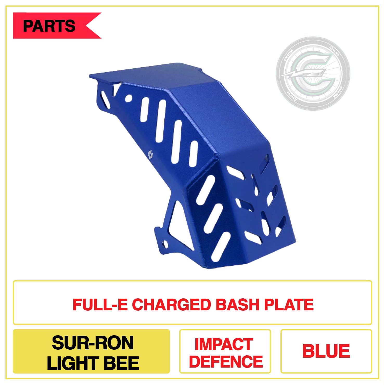 Full-E Charged Bash Plate Sur-Ron Light Bee Impact Defence Blue | eMotoX Sports
