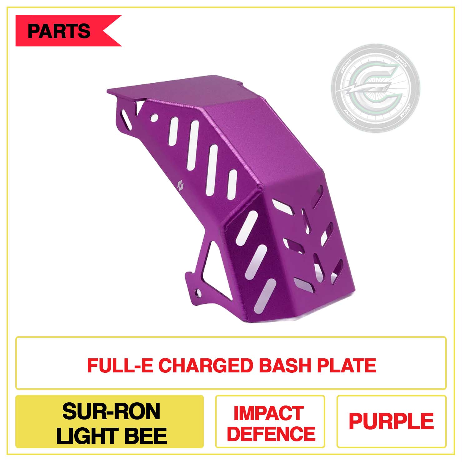 Full-E Charged Bash Plate Sur-Ron Light Bee Impact Defence Purple | eMotoX Sports