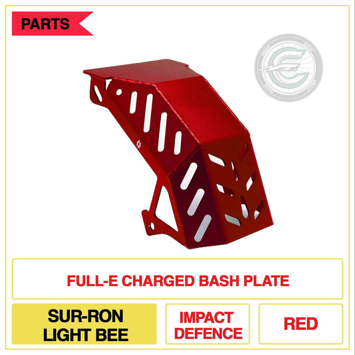 Full-E Charged Bash Plate Sur-Ron Light Bee Impact Defence Red | eMotoX Sports