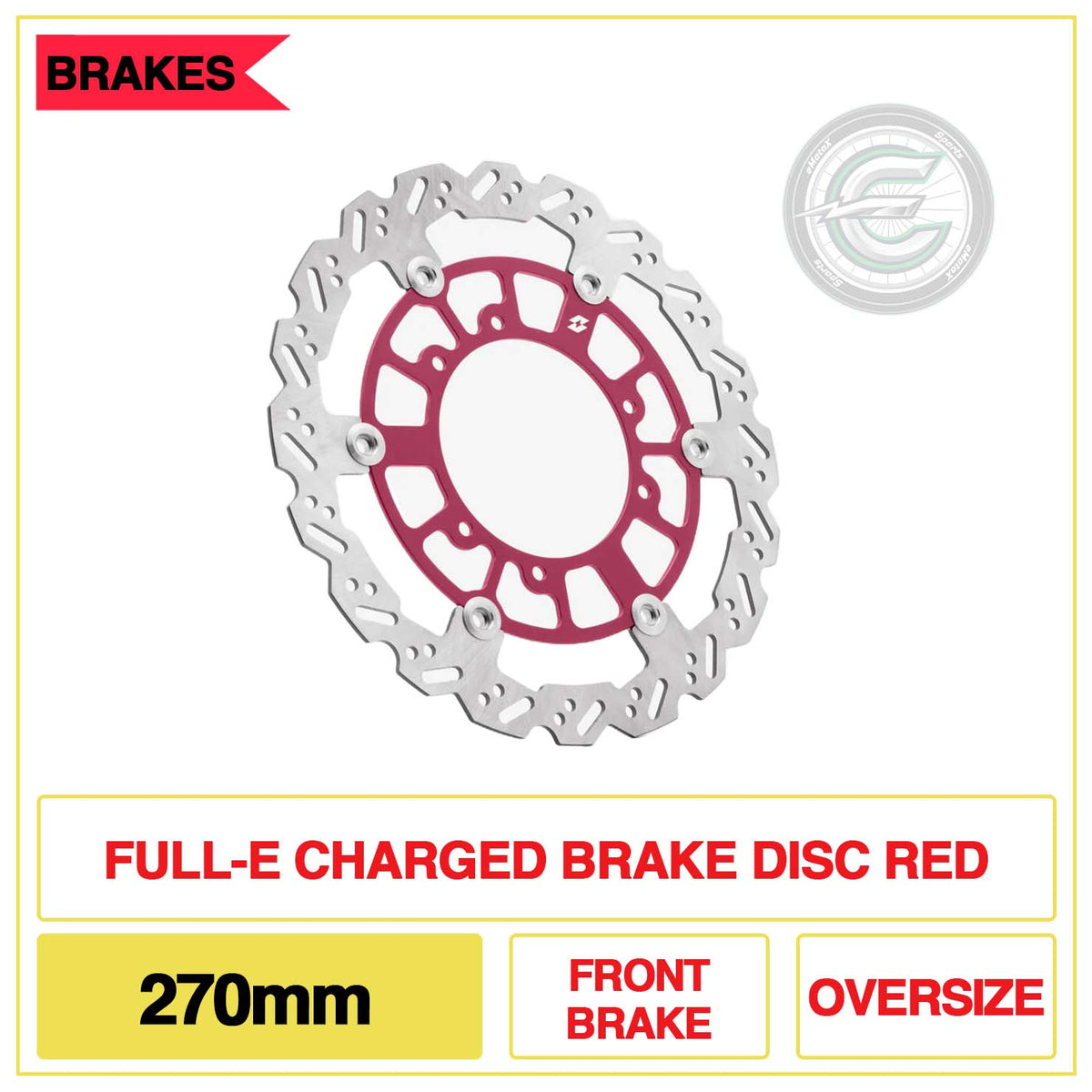 Full-E Charged Brake Disc 270mm Front Brake Oversize Red | eMotoX Sports