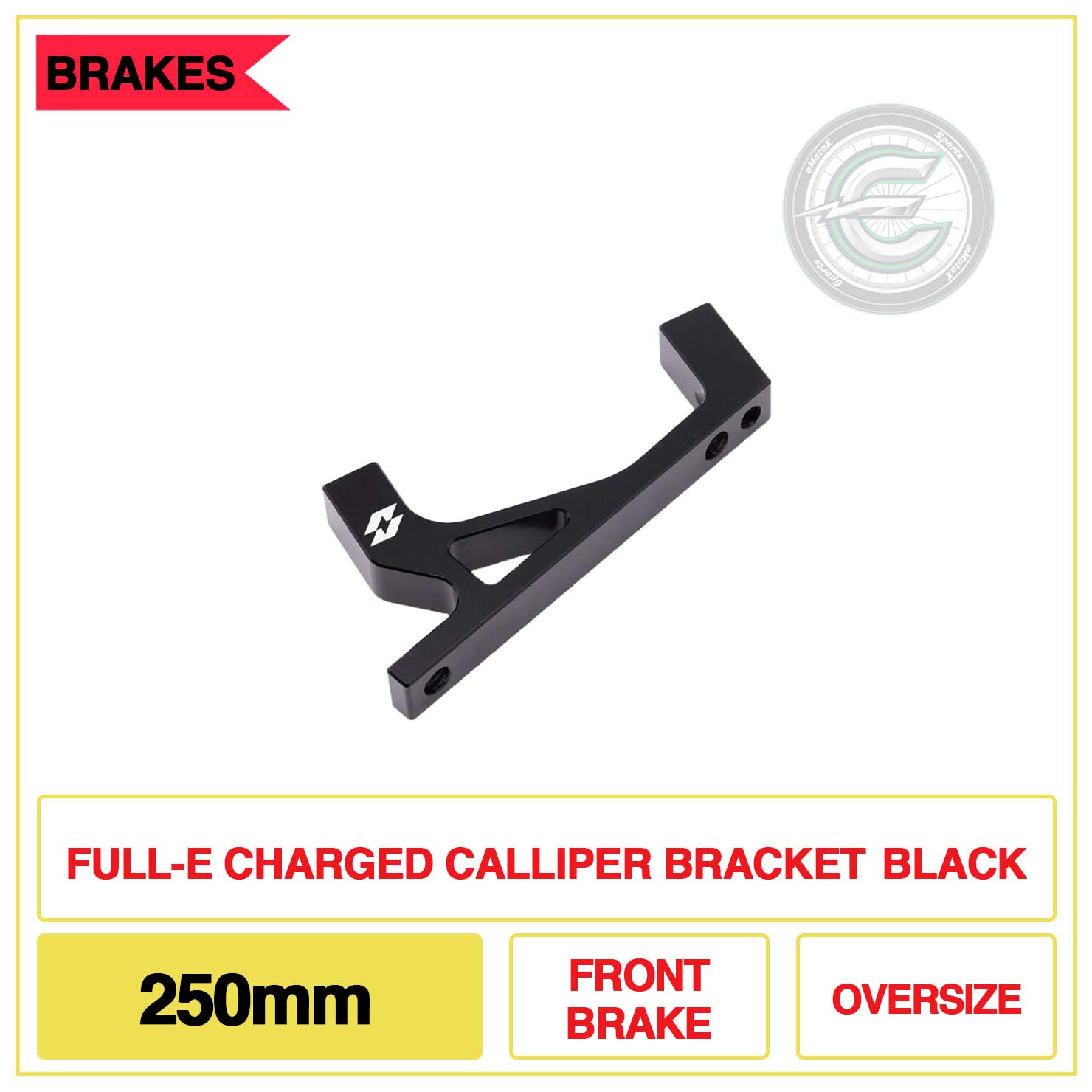 Full-E Charged KKE Fastace Calliper Bracket 250mm Front Brake Oversize Black | eMotoX Sports