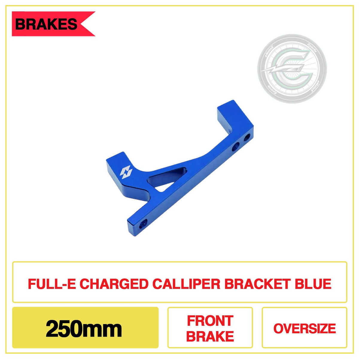 Full-E Charged KKE Fastace Calliper Bracket 250mm Front Brake Oversize Blue | eMotoX Sports