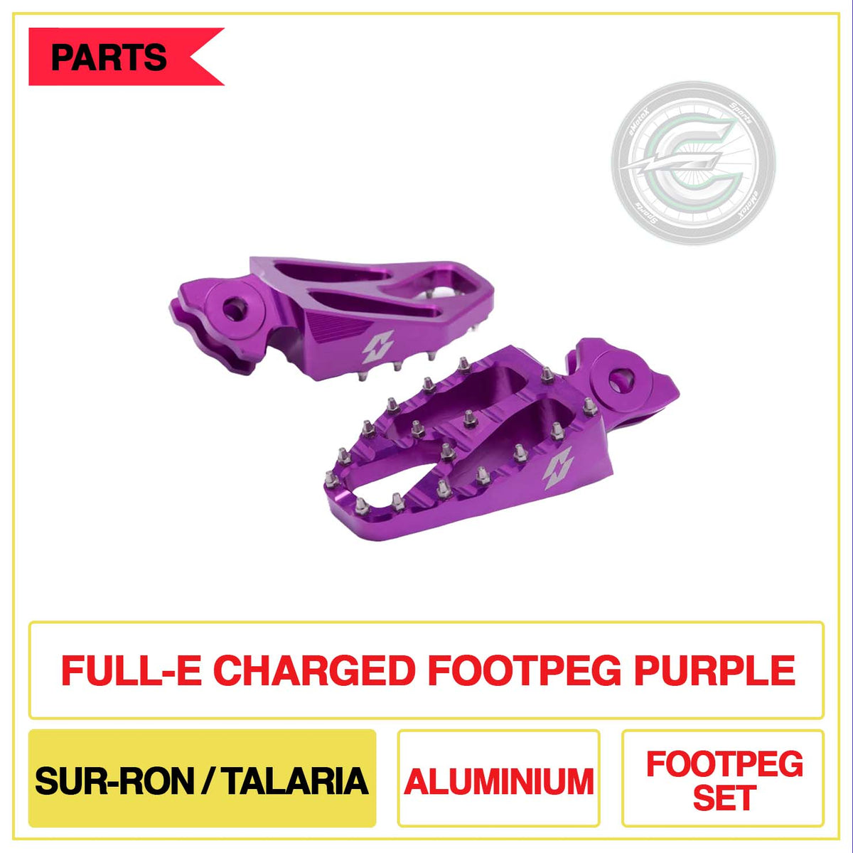Full-E Charged Footpeg Sur-Ron/Talaria Aluminium Footpeg Set Purple | eMotoX Sports