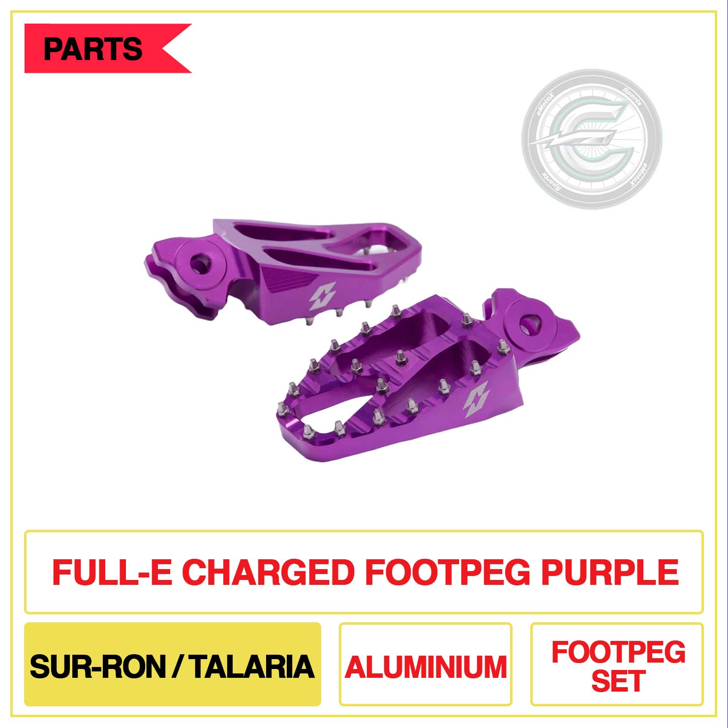Full-E Charged Footpeg Sur-Ron/Talaria Aluminium Footpeg Set Purple | eMotoX Sports