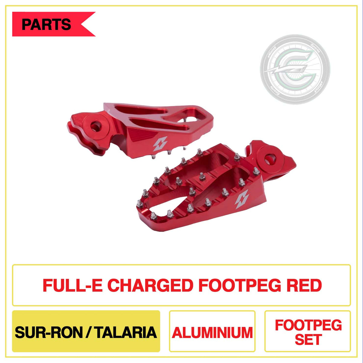 Full-E Charged Footpeg Sur-Ron/Talaria Aluminium Footpeg Set Red | eMotoX Sports