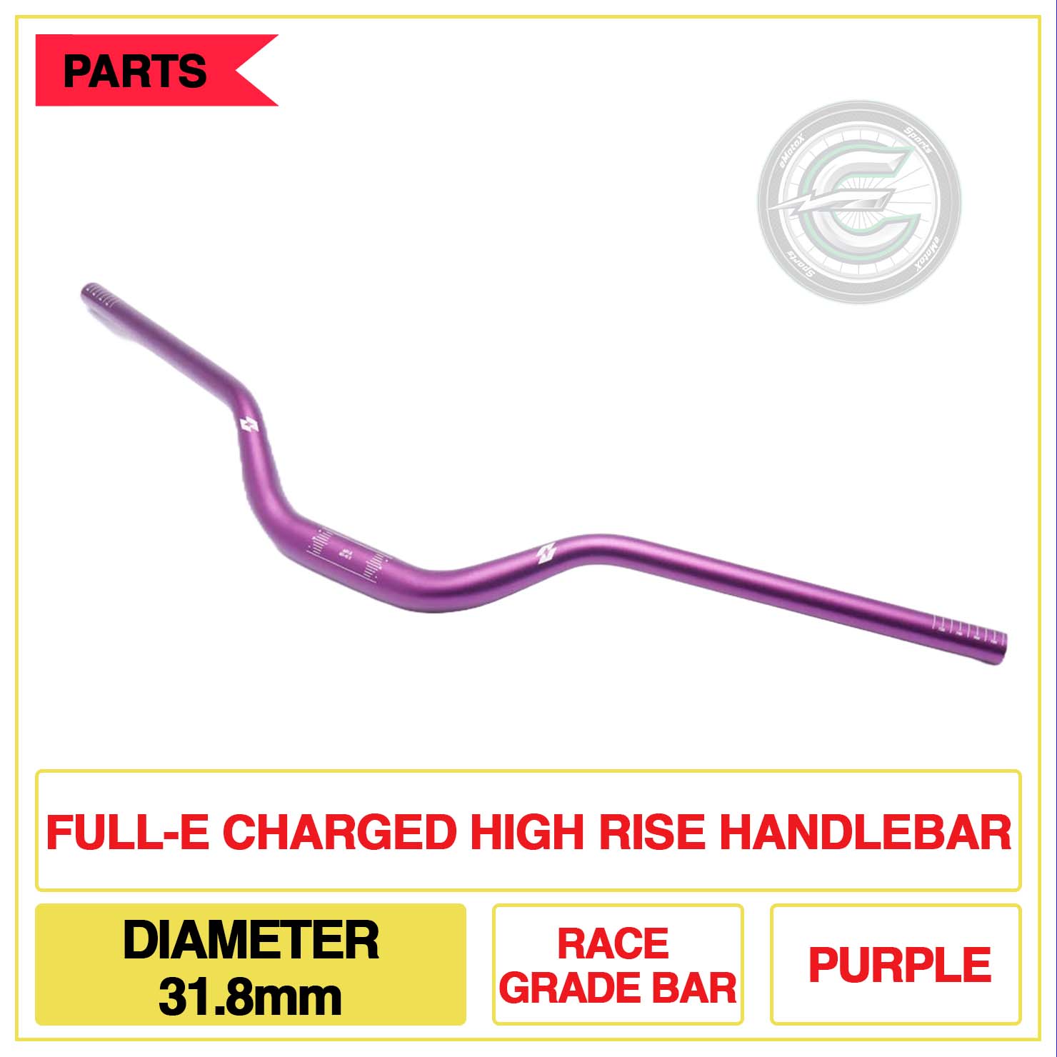 Full-E Charged High Rise Handlebar Diameter 31.8mm Race Grade Bar Purple | eMotoX  Sports